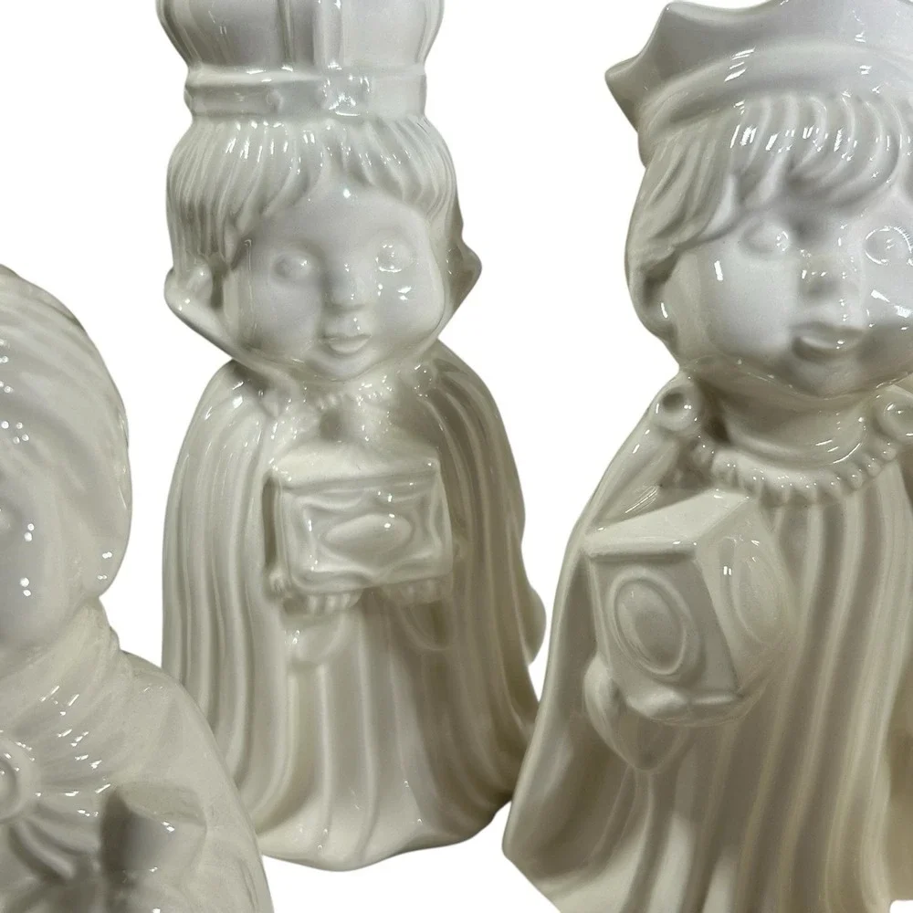 Vintage Arnel's Nativity Set Glazed Ceramic Christmas w/Rare Manger- 15 Pc- Read